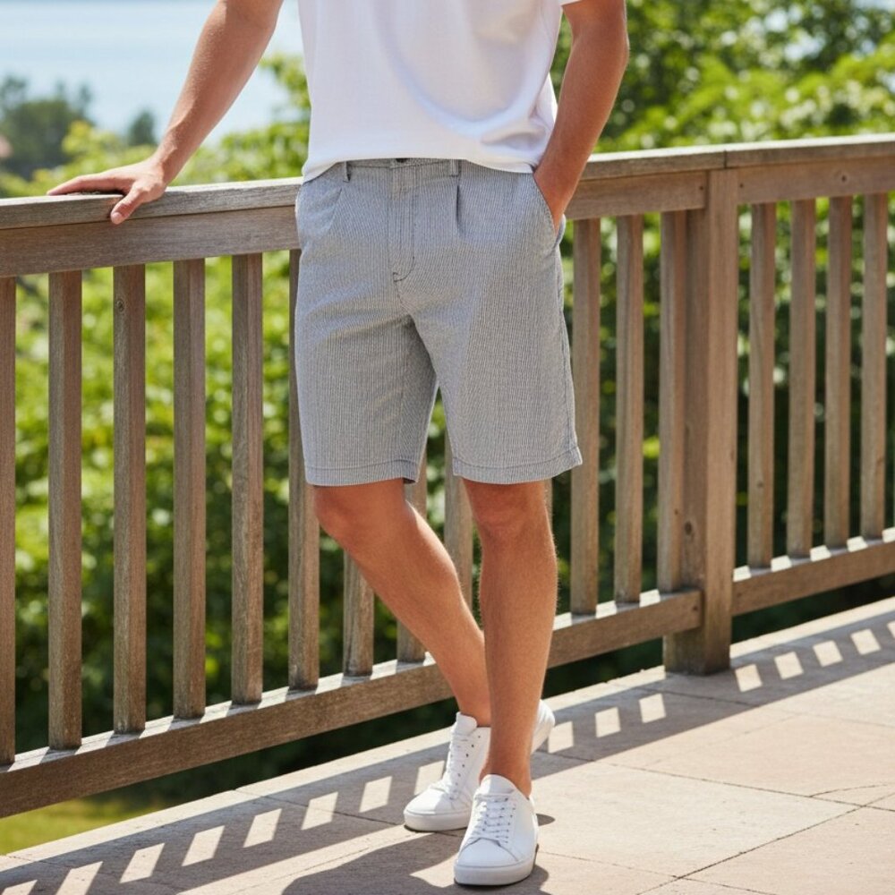Murano Men’s Gray Pinstripe Cotton Shorts – Size 36 x 13 – NWT